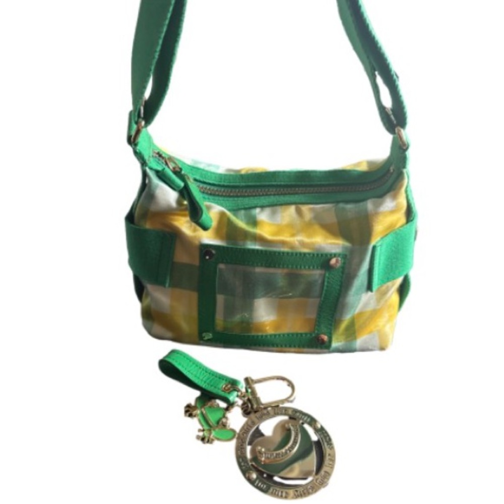 Juicy Couture vintste y2k Green and Yellow Plaid Crossbody with Charm